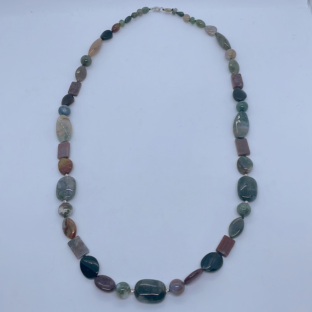 Agate Necklace 925 sterling silver clasp - Picture 3 of 4